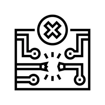 Broken circuit path icon line icon vector illustration Stock Illustration