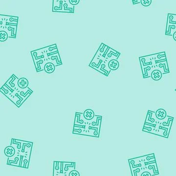 Broken circuit path icon line seamless pattern Stock Illustration