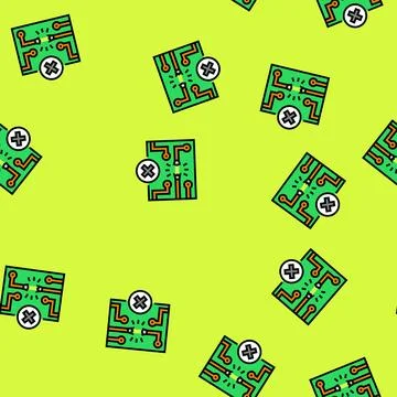 Broken circuit path icon vector seamless pattern Stock Illustration