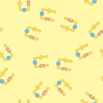 Broken circuit path icon vector seamless pattern Stock Illustration