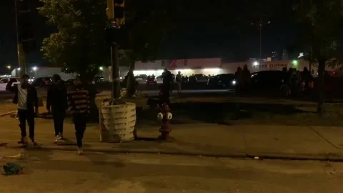 Broken city on the night of the infamous protest riots in Minneapolis, USA Stock Footage 137553470