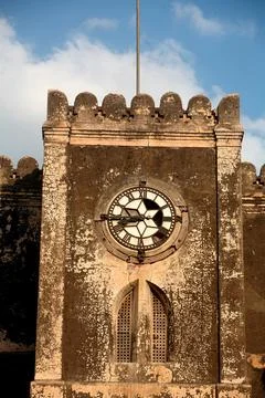 Broken clock at clock tower of Bhadra fort in 1411 AD ; Ahmedabad ; Gujarat.. Stock Photos
