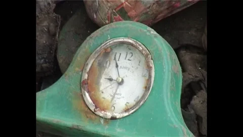 A Broken Clock Covered with Mud And Dirt Stock Footage 315932140