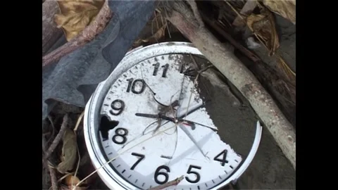 A Broken Clock Covered with Mud And Dirt Stock Footage 315946909