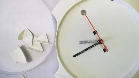 Broken clock with hands machine Stock Photos