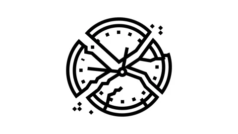 Broken clock sad mood line icon animation Stock Footage 326133460