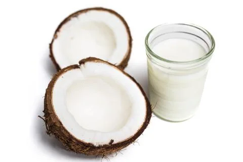 Broken coconut isolated Stock Photos