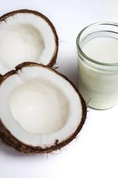 Broken coconut isolated Stock Photos