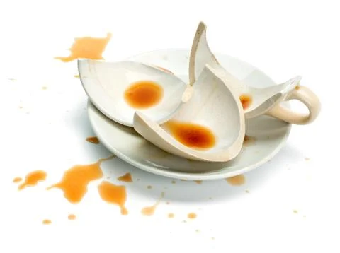 Broken coffee cup Stock Photos