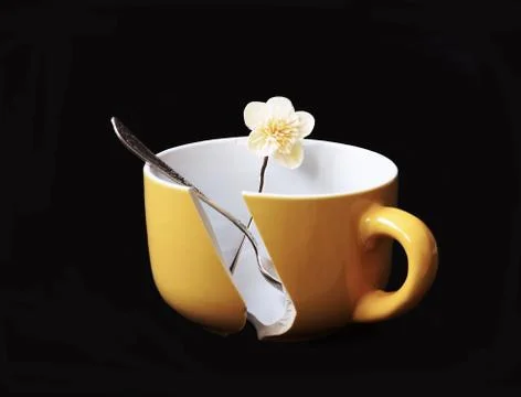 Broken coffee cup Foto stock