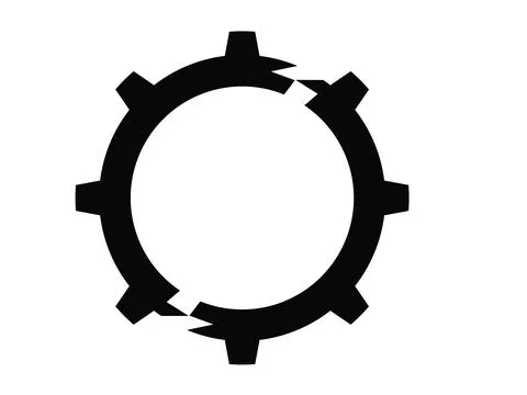 Broken cog icon design isolated on white background. Stock Illustration