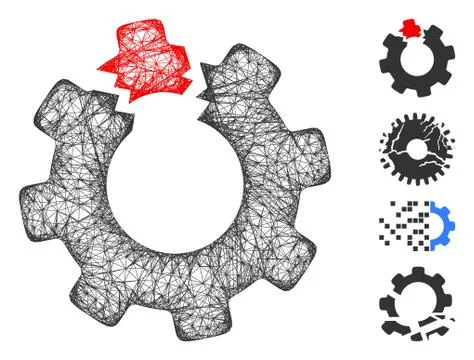 Broken Cog Web Vector Mesh Illustration Illustrazione stock