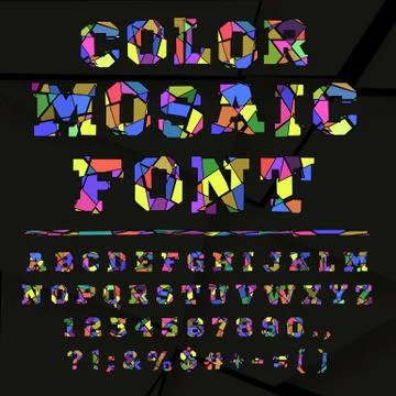 Broken colored alphabet on a dark background Stock Illustration