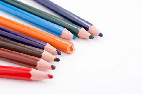 Broken colored pencil Stock Photos