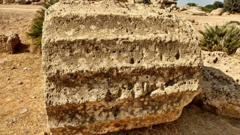 Broken column on ground Stock Photos