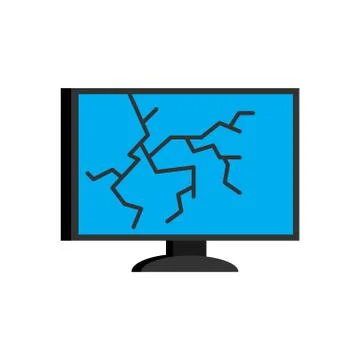 Broken computer. Crack on display PC. Vector illustration Stock Illustration