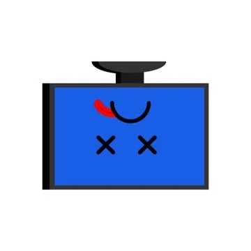 Broken computer. Dead PC Emoji. Blue screen of death. Vector illustration Stock Illustration