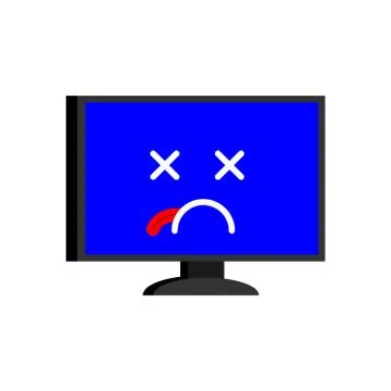 Broken computer. Dead PC Emoji. Blue screen of death. Vector illustration Illustrazione stock