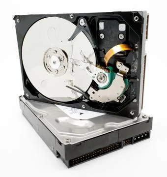 Broken computer hard drive Stock Photos