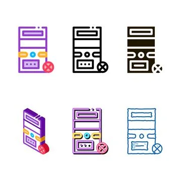 Broken computer icon vector outline simplified 库存插图