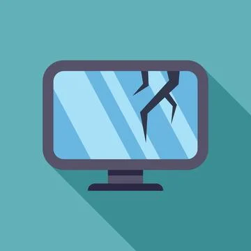 Broken computer screen showing cracks in glass display Stock Illustration