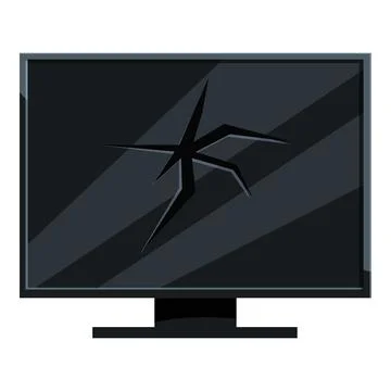 Broken computer screen showing cracks on dark background Stock Illustration
