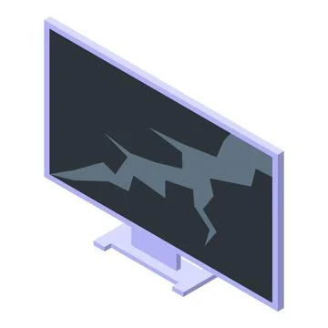 Broken computer screen showing cracks displaying hardware damage Stock Illustration