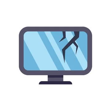 Broken computer screen showing need for monitor repair Stock Illustration