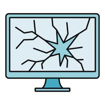 Broken computer screen showing severe digital display damage 스톡 일러스트