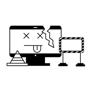 Broken computer under construction website Stockillustratie