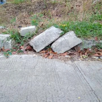 Broken concrete blocks Foto stock