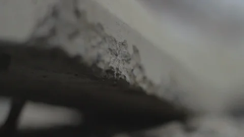 Broken Concrete Curb Smashed In Parking Lot Rack Focus Snow Drift Stock Footage 106681624