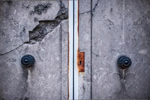 Broken concrete doors Stock Photos