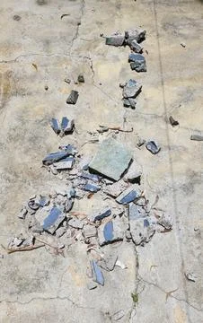 Broken concrete pavement Stock Photos
