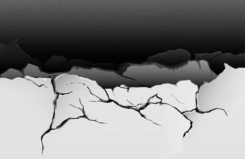 Broken concrete wall border with jagged edges Stock Illustration