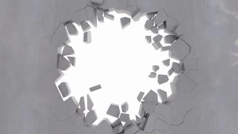 Broken Concrete wall, Explosion, destruction, Stock Footage 253525429