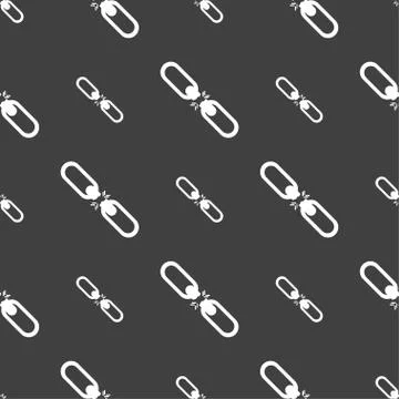 Broken connection flat single icon. Seamless pattern on a gray background. Ve Illustrazione stock