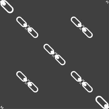 Broken connection flat single icon. Seamless pattern on a gray background. Ve Stock Illustration