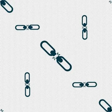 Broken connection flat single icon. Seamless pattern with geometric texture. 스톡 일러스트