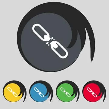Broken connection flat single icon.Set colur buttons. Vector Stock Illustration