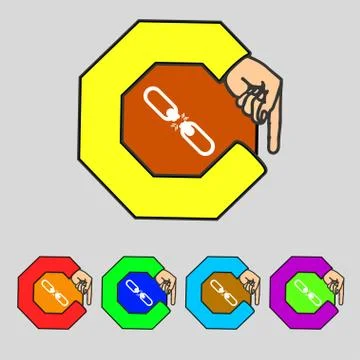 Broken connection flat single icon.Set colur buttons. Vector Stock Illustration