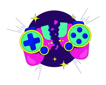 Broken controller gaming reaction illustration Illustrazione stock