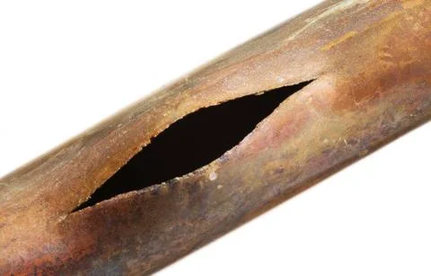 Broken copper pipe Stock Photos
