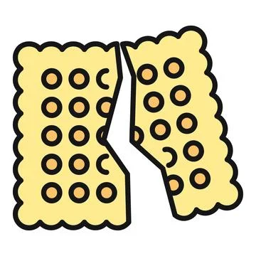 Broken cracker biscuit showing two pieces separating Stock Illustration