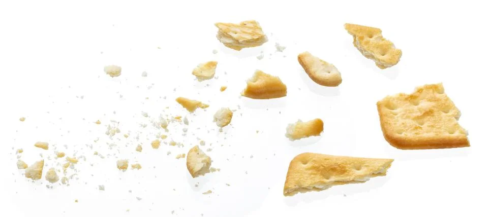 Broken cracker isolated on white background, top view Stock Photos