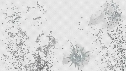 Broken cracks glass getting hit by bullet in slow motion Stock Footage 332052271