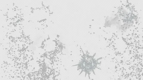 Broken cracks glass getting hit by bullet in slow motion Stock Footage 332055453