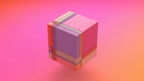 Broken cube. Glass, metallic, plastic rectangles. Abstract animation, 3d render. Stock Footage 128187986