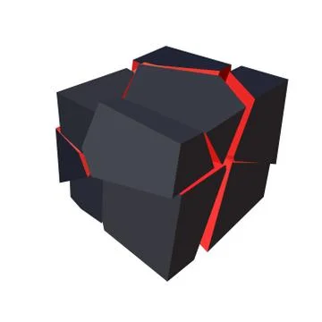 Broken cube.  Vector illustration. 스톡 일러스트