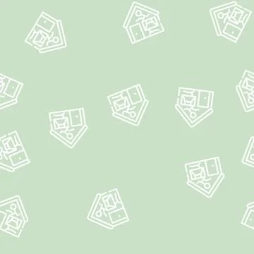 Broken damaged house line vector seamless pattern Stock Illustration